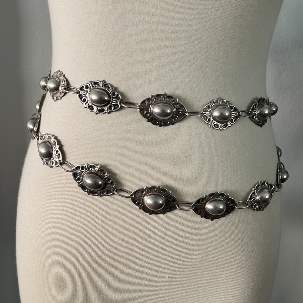 Vtg Sterling Silver Taxco Belt